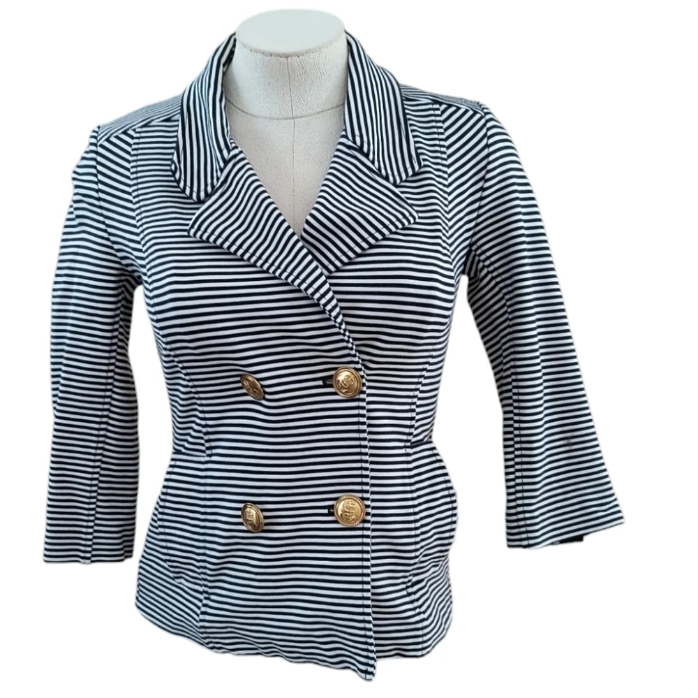 CAbi #823 Navy & White Striped Nautical Blazer Size XS - Picture 1 of 10